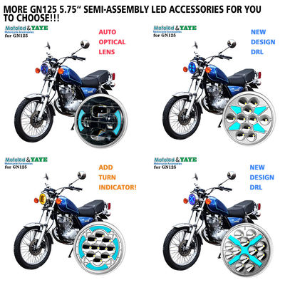 743*312*310mm YAYE 5.75 Inch GN125 LED Accessory Red Blue Flash Motorcycle High Low Beam DRL Headlight