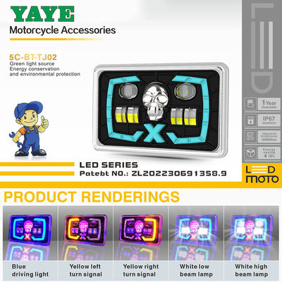 YAYE CG125 Semi-assembly Red Skull DRL Optical Projector Lens Motorcycle LED Accessory Headlight