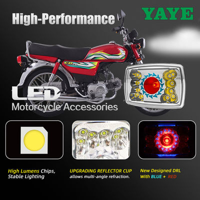 YAYE Classic Product CD70 CG125 Built in Semi-assembly 18 Lamp Red Angel Eye DRL Motorcycle LED Accessory Headlight