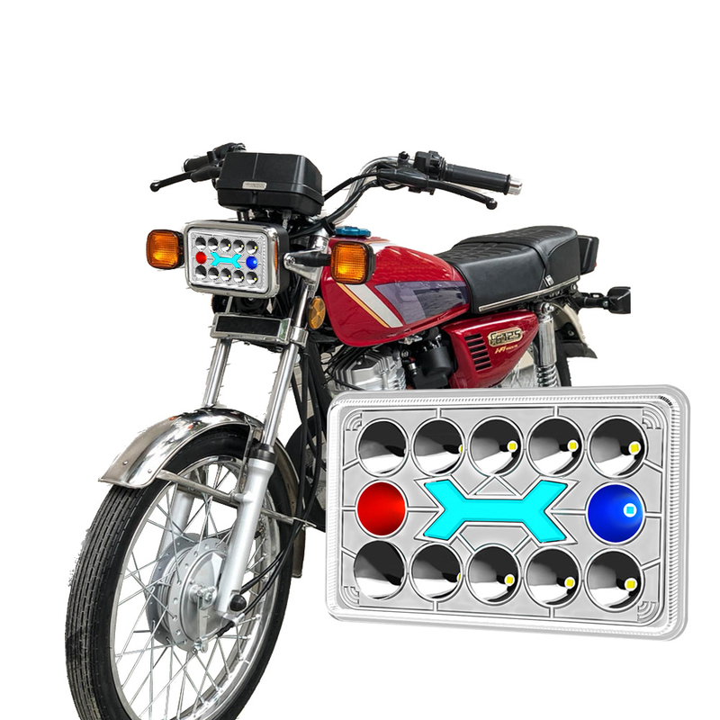 CG125 LED Headlight DC12V White Hi Lo Beam with Red Blue DRL